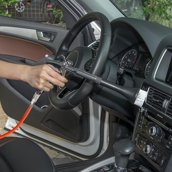 MYPIN Car Cleaning Gun, 6-9.2Bar, High Pressure Air Blow Gun with 2 Set Nozzle&Towel, Interior Car Cleaning for Vehicle Upholstery Carpet Seat