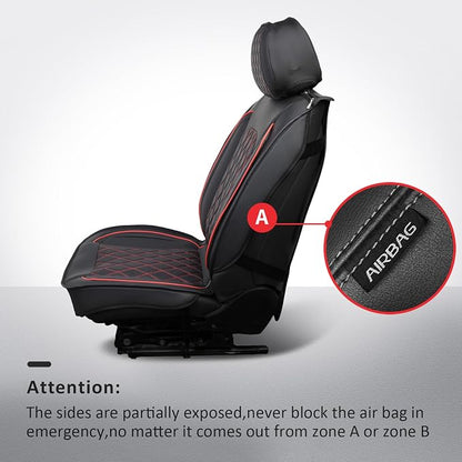 MIROZO Tacoma Seat Covers Full Set,Leather Truck Seat Covers Breathable Car Seat Covers Fits for 2005-2015 Toyota Tacoma Crew Cab,Black and Red