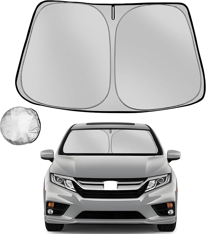 Windshield Sun Shade for 2018-2025 Hon-da Odyssey LX EX EX-L Touring Elite Minivan Foldable Sun Sunshade for Car Front Window Blocks Heat Automotive Interior Protector Custom Fit Accessories