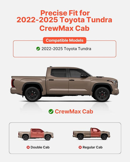 VEVOR Running Boards Compatible with 2019-2025 Chevy Silverado/GMC Sierra 1500 Crew Cab 2020-2025 Chevy Silverado/GMC Sierra 2500HD 3500HD Crew Cab,6 Inches Side Steps, Black Carbon Steel Nerf Bars