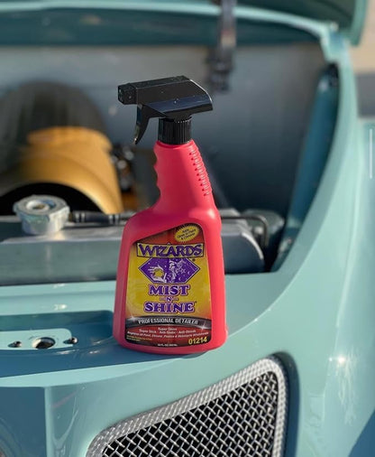 Wizards Mist-N-Shine Professional Car Detailing Spray - Quick Detailer Spray for Cars, Show-Car Gloss, Streak-Free Finish on Paint, Chrome, Glass and Plastic Trim, Wax-Free Formula - 22 oz
