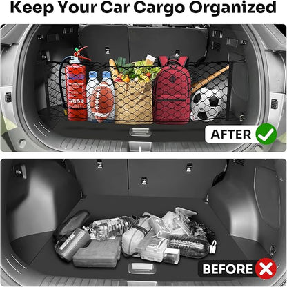 Canvcle Trunk Cargo Net for 2023-2025 2026 Kia Sportage Accessories Envelope Style Mesh Trunk Net Organizer and Storage Stretchable Adjustable Elastic Nylon Rear Cargo Netting with Hooks