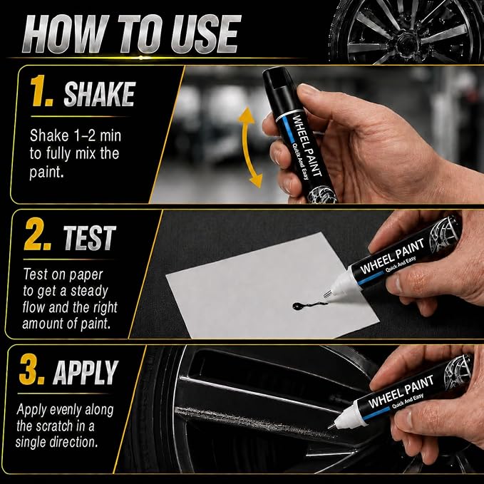 Silver Rim Touch Up Paint - Wheel Scratch Repair Kit for Curb Rash & Scratches, Quick and Easy Rim Paint for Wheel Repair, Universal Silver