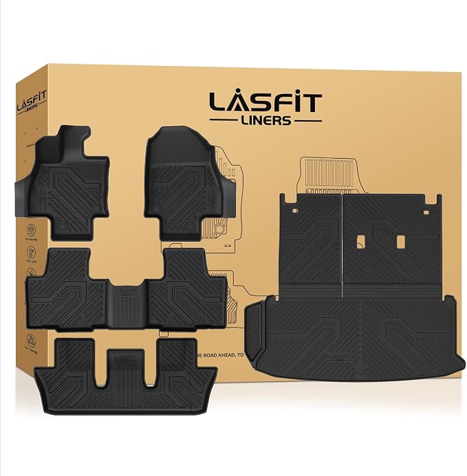 LASFIT Floor Mats for Toyota Grand Highlander 2026 2025 2024 Fits Without or with subwoofer (Include Hybrid), All Weather TPE Custom Fit Rear Trunk Mat for Grand Highlander Accessories