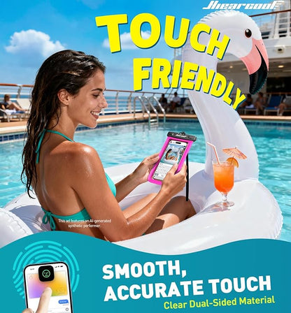 Hiearcool Waterproof Phone Pouch,Waterproof Phone Case for iPhone 17 16 15 14 13 Pro Max Plus up to 8.9",IPX8 Cellphone Dry Bag for Beach Cruise Travel-Bright Red-2Pack