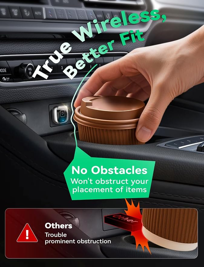 Wireless Carplay & Android Auto Adapter, Metal Design Mini & Stable 2-in-1 Dongle, Convert Vehicle's Wired CarPlay/AA to Wireless, for iOS 10+/Android 11+ & Cars from 2016