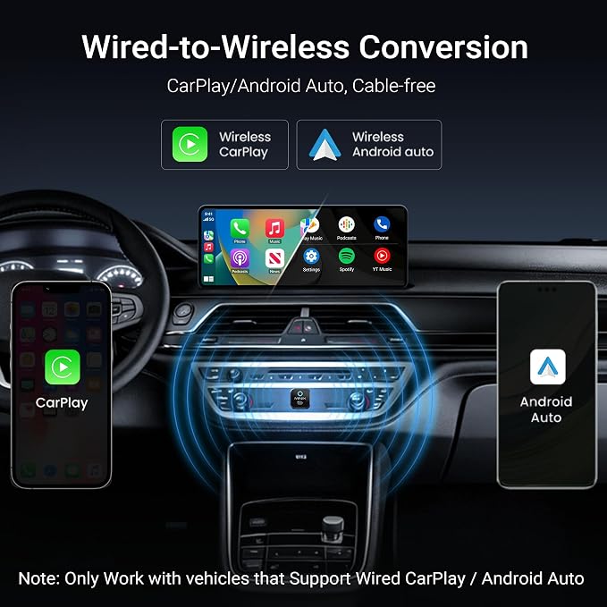 MINIX CA525 Mini Wireless CarPlay & Android Auto Adapter, 2026 Upgraded 2-in-1 Wired to Wireless Dongle, One-Button Switch, Plug & Play USB-A/C, WiFi 6 & Bluetooth 5.4, iOS 10+ & Android 11+