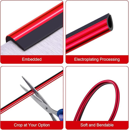 20 Pieces Universal Car Auto Air Conditioner Vent Outlet Trim Strip, Waterproof Flexible Shiny Auto Car Vent Interior Accessories for All Air Vent Outlet (20PCS - Red)