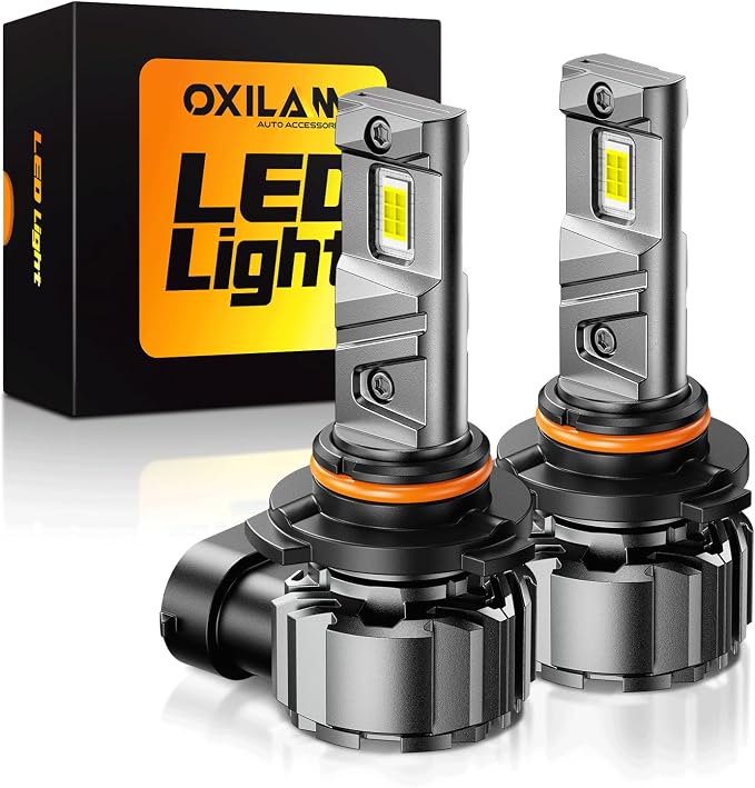 OXILAM 9005/HB3 LED Light Bulbs, 1000% Ultra Bright 6500K White, Cooling Fan, 99% Compatibility, No Flicker, Pack of 2