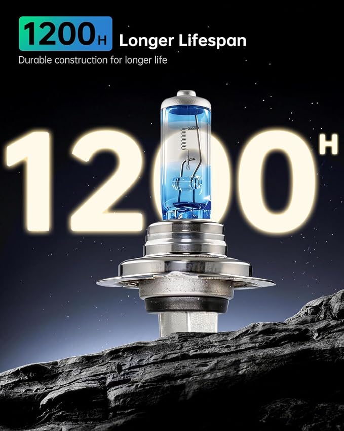 littlelucky H7 Halogen Bulbs, 3800k Warm White Light, 300% Brighter, High Performance 12V/55w Halogen Light for High/Low Beam Replacement Bulb, 1200H Lifespan, Plug&Play 2 Pack