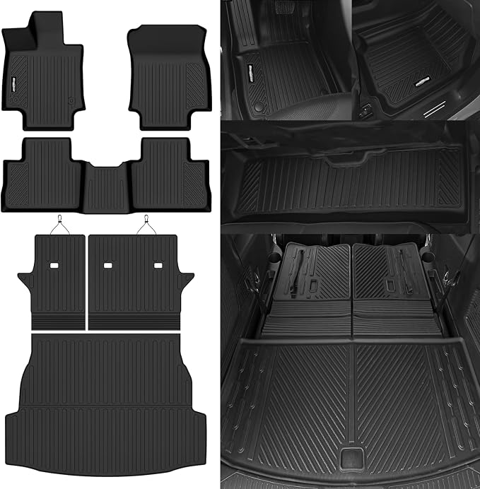Floor Mats for Toyota RAV4 2019-2025 Gas Only, Trunk Mat and Backrest Mat All Weather TPE Protector for Toyota RAV4 Accessories (Not for Hybrid)