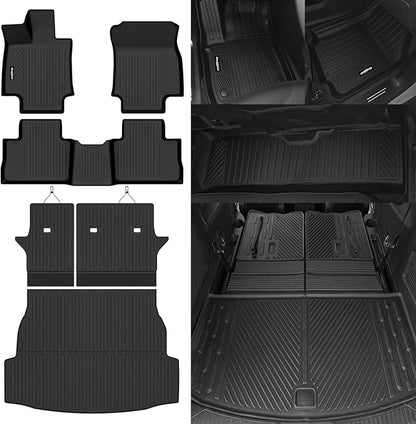 Floor Mats for Toyota RAV4 2019-2025 Gas Only, Trunk Mat and Backrest Mat All Weather TPE Protector for Toyota RAV4 Accessories (Not for Hybrid)