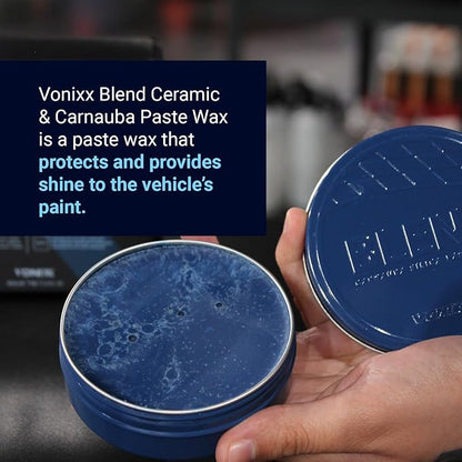 Vonixx Blend Ceramic & Carnauba Paste Wax - Black Edition | Deep Shine for Dark Paints | Ultimate Automotive Care Solution | Lasts up to 7 Months | Water Repellent | 3.4 oz (100 mL)