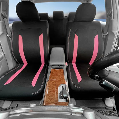 2 Pack Universal Car Seat Cover with Breathable Mesh Backrest,Comfortable Car Seat Protector with Foam Padding and Retaining Buckle,Highly Elastic Car Seat Covers Full Set (Pink)