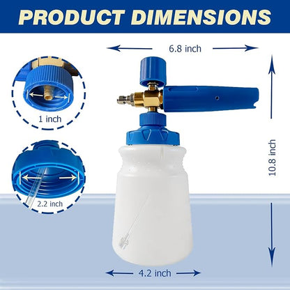 ESP Car Wash Foam Cannon, 1/4" Quick Connect Foam Gun with Adjustable Spray, Alloy Body, Wide Mouth Bottle & Versatile Converter for Car Cleaning & Outdoor Use