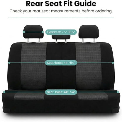 FH Group Universal Car Seat Covers Rear Set for SUV Truck Sedan Vans | 3D Textured Breathable Fabric Seat Cover Set with Airbag Compatible Split Bench Protector Interior Upgrade - Black