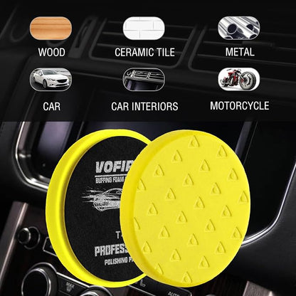 5.5IN Buffing Pads, Polishing Pad 3 Pcs 5.5 INCH Yellow Medium Cut Pad, High-Density Foam Buffing Pads for Car Boat Buffer Compounding, Polishing and Waxing