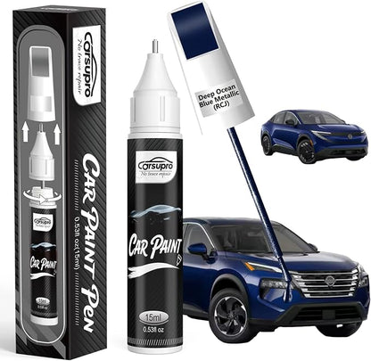 Deep Ocean Blue Metallic(RCJ) for Nissan Touch Up Paint Pen, 2 in 1 Car Scratch Remover with Pen Tip and Brush, Precise Color Match for Car Paint Scratch Repair, Quickly and Easily Fix Chips and Nicks