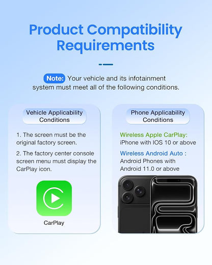 2026 Upgraded Wireless CarPlay Adapter for Apple iPhone, Mini Design, Converts Factory Wired to Wireless Adapter for CarPlay, Plug and Play, Auto Connect Fast and Stable(Only with iPhone)
