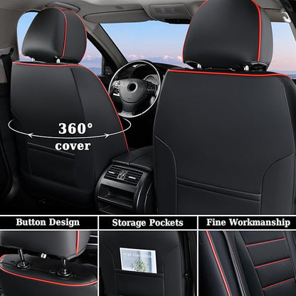 Coverado Seat Covers, Car Seat Covers Front Seats, Car Seat Cover, Car Seat Protector Waterproof, Car Seat Cushion Nappa Leather, Seat Covers for Cars Carseat Cover Universal Fit for Most Cars-Redline
