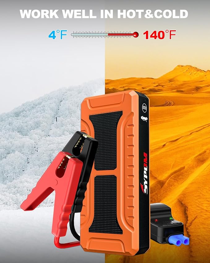 Portable Car Jump Starter, 4000A Peak Battery Charger, 12V Jump Box for Truck up to 10L Diesel, Motorcycle, Dual USB Power Bank, LED Light, Great Battery Jumper for Road Side Emergency Kit for Car