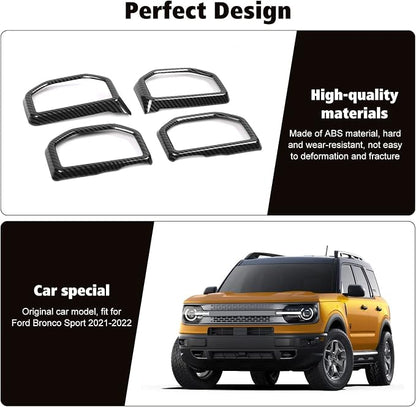 RT-TCZ Carbon Fiber Air Vents Trim Cover Air Condition Decoration Ring Kit Interior Accessories for Ford Bronco Sport 2021 2022