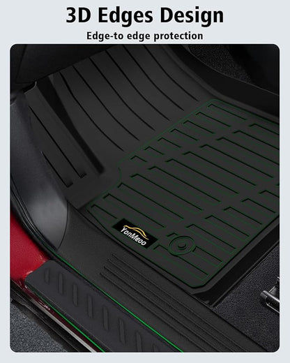 Floor Mats Custom for Jeep Grand Cherokee L 2021-2025 2026 Captain Chair(Only for 6-Seater w/o 2nd Row Armrest) TPE All Weather Cargo Liner with Backrest Mat & Door Sill Guards Accessories, Black
