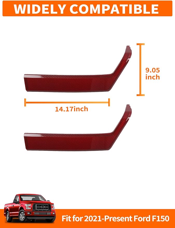 Savadicar Red Carbon Fiber Interior Accessories - Front Door Handles Trim Cover for Ford F150 (2021-present) - Premium Texture Interior Decor Upgrade Kit, 2-Piece Set