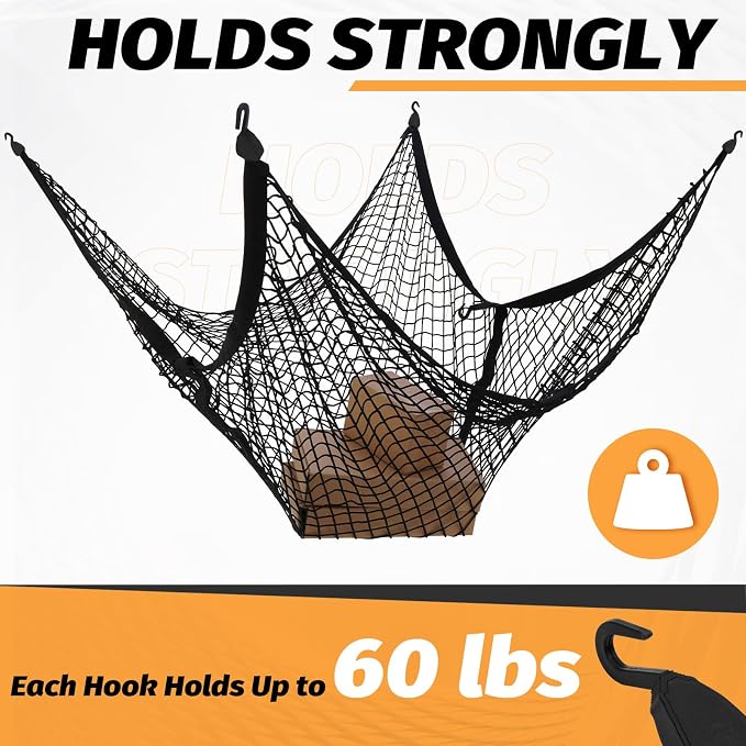 Cargo Net for Pickup Truck Bed - Cargo Nets for Trailer Boat 4'x4' to 8'x8' Truck Beds Netting - Automotive Cargo Net with 6 Hooks