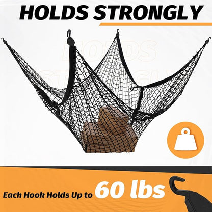 Cargo Net for Pickup Truck Bed - Cargo Nets for Trailer Boat 4'x4' to 8'x8' Truck Beds Netting - Automotive Cargo Net with 6 Hooks