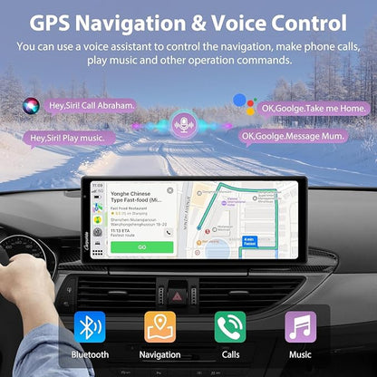 Carpuride Wireless Carplay & Android Auto with Dash Cam - 10.26 Inch HD IPS Touch Car Play Screen for Car, 4K Front & 1080P Rear Camera, Loop Recording, Bluetooth Audio, Mirror Link, GPS