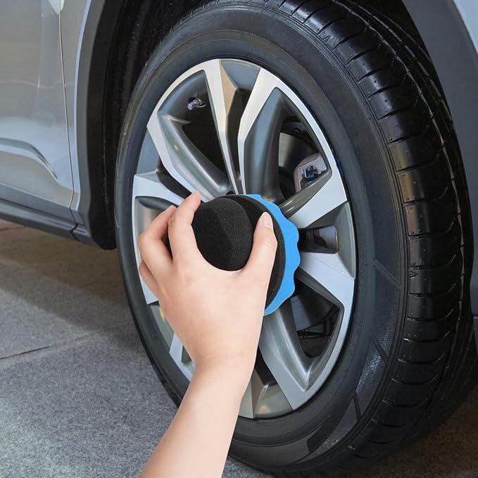 2 Pack Large Tire Shine Applicator Pad, Tire Hex Grip Applicator, Tire Shine Car Detailing Foam Sponge Tool, Reusable Car Cleaning Supplies After Car Wash Tire Cleaner for Applying Tire Shine