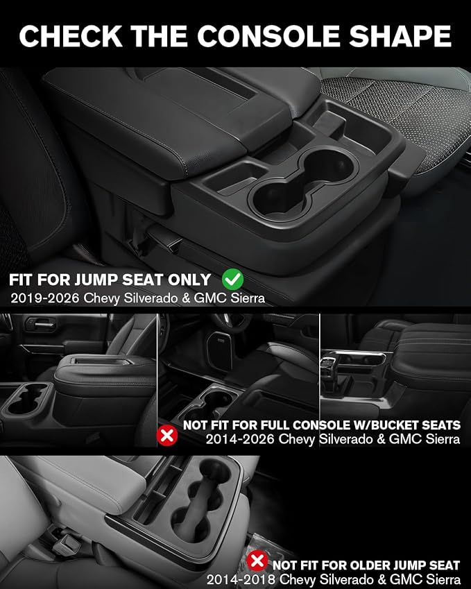 for Double Layer Center Console Hanging Organizer Box Compatible with 2019-2026 Silverado/Sierra 1500& 2020-2026 Silverado/Sierra 2500HD/3500HD Accessories(Split-Bench Folding Seat Only)