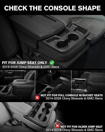for Double Layer Center Console Hanging Organizer Box Compatible with 2019-2026 Silverado/Sierra 1500& 2020-2026 Silverado/Sierra 2500HD/3500HD Accessories(Split-Bench Folding Seat Only)
