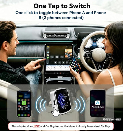 2-in-1 Wireless CarPlay Android Auto Adapter, Wired Car Only, Not BMW Tesla | Plug & Play USB for iPhone & Android, 5GHz WiFi BT5.4, Auto Reconnect, Button Control, Not for BMW Tesla, Modified Head Units
