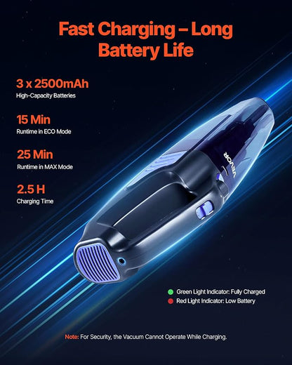 VEVOR Handheld Vacuum, Portable Vacuum Cleaner Cordless with HEPA Filter and Brushes, Lightweight Hand Held Cleaner with Powerful Suction, for Car, Home, Office, Pet Hair