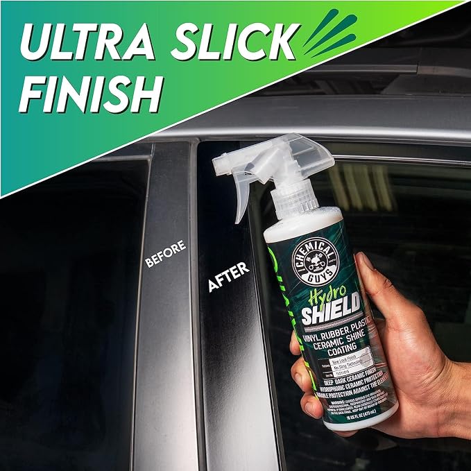 Chemical Guys HydroShield Vinyl, Rubber & Plastic Ceramic Shine Coating - Plastic Restorer for Interior & Exterior Trim, Tires & Trim - Restores Shine, Safe for Cars, Trucks & RVs, 16 fl oz
