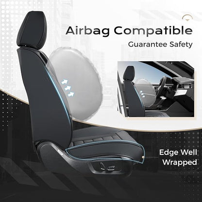 Coverado Car Seat Covers Full Set, Seat Covers for Cars, Front Seat Covers and Back Seat Cover Waterproof Leather Automotive Seat Cover, Universal Car Interior Protectors Cushion for Most Cars