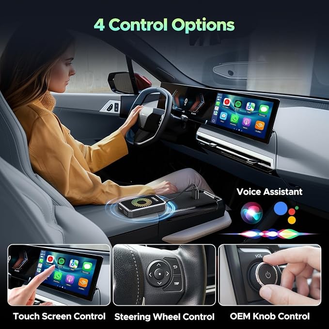 LAMTTO 3-in-1 Magic Video Box for Streaming Netflix/YouTube/TikTok, Wireless Carplay Adapter Dongle with USB Drive for OEM Wired Apple Car Play and Android Auto Cars