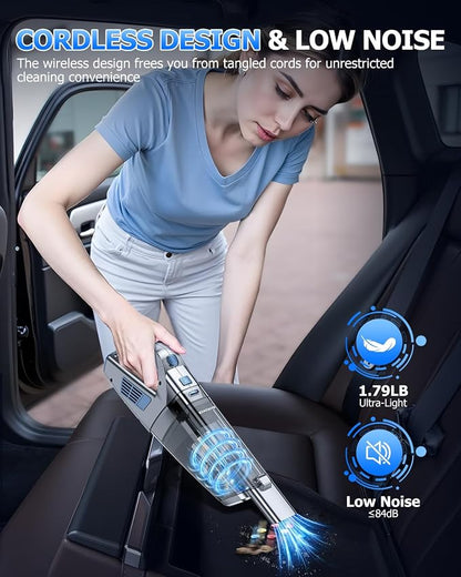 BQYPOWER Handheld Vacuum Cordless, 16000PA Strong Suction Hand Held Vacuum Cordless Rechargeable with Multiple Accessories, Portable Car Vacuum Cleaner High Power for Car Home Office