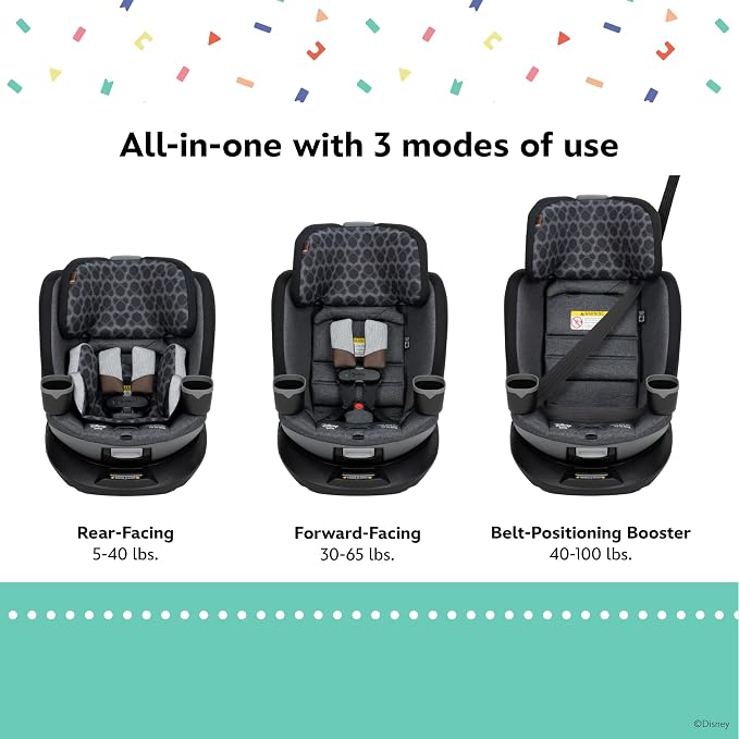 Disney Baby Turn and Go 360 Rotating All-in-One Convertible Car Seat, Vintage Mickey Mouse