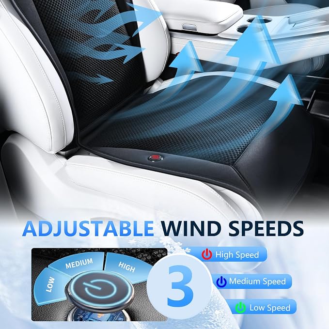 FLORICH Cooling Seat Covers Ventilated Car Seat Cover with 8 Turbo Fans 12V-24V 3-Speed Adjustable Car Seats Cooling Pad Cushion Universal Fit for Car SUV Truck Van Summer Driving