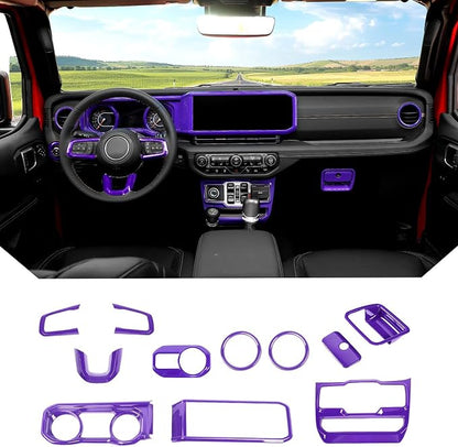 JeCar 11pcs Purple Interior Accessories Trim Kit for 2024 2025+ Jeep Wrangler JL JLU & Gladiator JT - Dashboard Decoration Upgrade