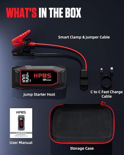 Car Battery Jump Starter, 7000A Peak Jump Starter Battery Pack for Up to All Gas and 10L Diesel Engines, 12V Portable Jump Starter Box with 3.0" LCD Display(Dark Red)