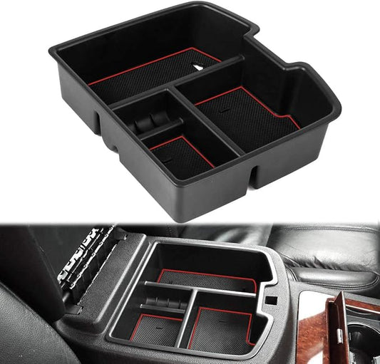 EDBETOS Center Console Organizer Tray Compatible with GMC Sierra 1500 Chevy Silverado Suburban 2500 Avalanche 07-13 Accessory 07-14 Sierra 2500 3500 Yukon Silverado 2500 3500 Suburban 1500 Tahoe, Red