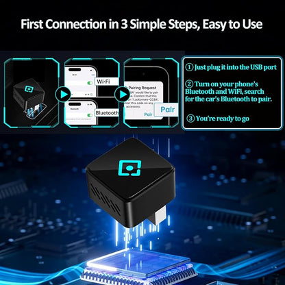 CarPlay Adapter, USB Interface Plug and Play, Connects Phone and car Screen Through WiFi and Bluetooth, Suitable for Apple and Android Systems