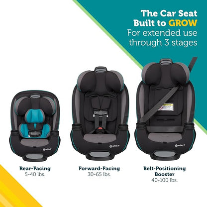 Safety 1st Grow and Go All-in-One Convertible Car Seat, Rear Facing, 5-40 lbs, Forward Facing (30–65 lbs), High Back Booster Seat 40-100 pounds, Vineyard Girl