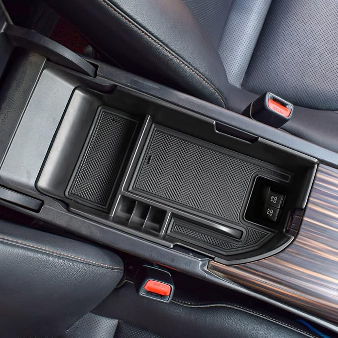 TACORBO Center Console Organizer Compatible with Camry XLE XSE 2018-2022 2023 2024 and Camry LE SE 2020 2021 2022 2023 2024 Insert Tray Accessories, Armrest Secondary Storage Box, Black Trim