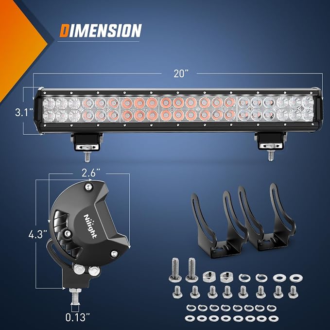 Nilight LED Light Bar 20 Inch 126W Spot Flood Combo Purple Beam Off Road Lamp Fishing Hunting Emergency Deck Work Lighting for Trucks UTV Pick-up Van Boat Tractor