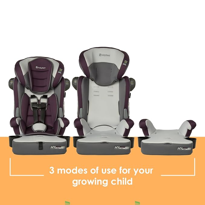 Baby Trend Hybrid SI 3-in-1 Combination Booster Seat, Dash Plum – Side-Impact Protection, 3-Stage Growth Design, Adjustable Headrest, Cushioned Comfort